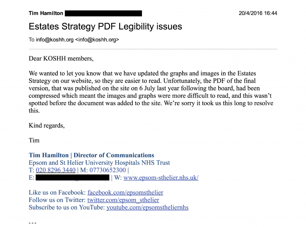 Email from ESTH Dir of Comms - Blurry